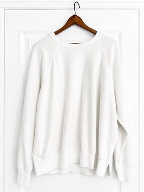 Aerie Oversized Textured Crewneck Sweatshirt Large Waffle Knit Pullover